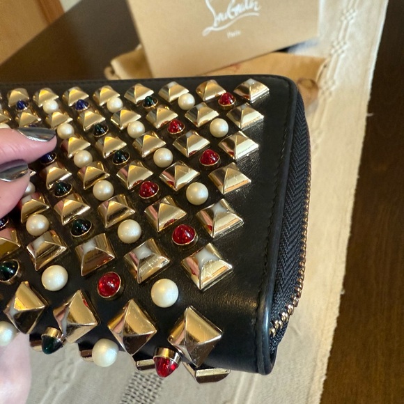 Christian Louboutin Panettone Wallet w/ Studs & Faux Pearls - Picture 7 of 7